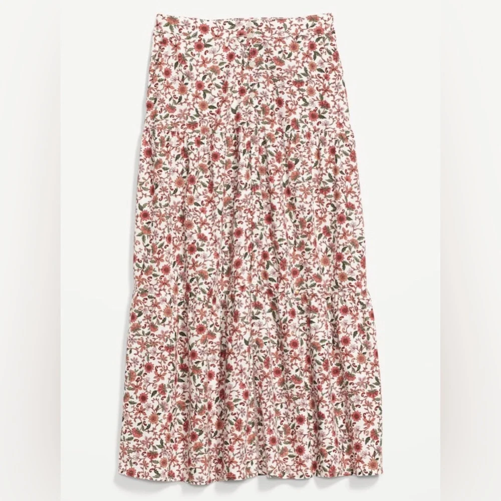 NWT! Floral-Print Tiered Button-Front Maxi Skirt for Women - Size 2X - Picture 4 of 9